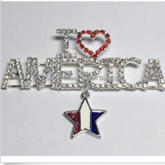 Silver Patriotic USA Flag Pin Brooch American US - Picture 5 of 8